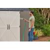 imageRubbermaid 7 Foot by 7 Foot Weatherproof Outdoor Storage Shed for Garden Tools and Lawn Machinery Organization with Lockable Double Door SandstoneBrown
