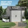 imageRubbermaid 7 Foot by 7 Foot Weatherproof Outdoor Storage Shed for Garden Tools and Lawn Machinery Organization with Lockable Double Door SandstoneGray