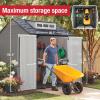 imageRubbermaid 7 Foot by 7 Foot Weatherproof Outdoor Storage Shed for Garden Tools and Lawn Machinery Organization with Lockable Double Door SandstoneGray
