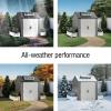 imageRubbermaid 7 Foot by 7 Foot Weatherproof Outdoor Storage Shed for Garden Tools and Lawn Machinery Organization with Lockable Double Door SandstoneGray