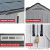 imageRubbermaid 7 Foot by 7 Foot Weatherproof Outdoor Storage Shed for Garden Tools and Lawn Machinery Organization with Lockable Double Door SandstoneGray