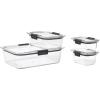 imageRubbermaid Brilliance Food Storage Containers BPA Free Airtight Lids Ideal for Lunch Meal Prep ampamp Leftovers Set of 5 32 CupSet of 4 Assorted Containers