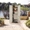imageRubbermaid Compact Vertical Resin Storage Shed With Floor 2 x 25 Ft Weather Resistant BeigeBrown Organization for HomeBackyardGarden ToolsPorchPatio CushionsPool ChemicalsToys