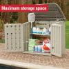 imageRubbermaid Large Horizontal Resin Outdoor Storage Shed With Floor 5 x 4 Ft Weather Resistant BeigeBrown Organization for HomeBackyardPool ChemicalsToysGarden ToolsPorchPatio CushionsLarge Horizontal Shed