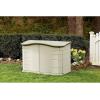 imageRubbermaid Large Horizontal Resin Outdoor Storage Shed With Floor 5 x 4 Ft Weather Resistant BeigeBrown Organization for HomeBackyardPool ChemicalsToysGarden ToolsPorchPatio CushionsSmall Horizontal Shed