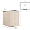 imageRubbermaid Small Vertical Resin Outdoor Storage Shed With Floor 23 x 46 Ft Weather Resistant BeigeBrown Organization for HomeBackyardPool ChemicalsToysGarden ToolsPorchPatio Cushions5x6
