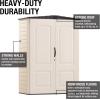 imageRubbermaid Small Vertical Resin Outdoor Storage Shed With Floor 23 x 46 Ft Weather Resistant BeigeBrown Organization for HomeBackyardPool ChemicalsToysGarden ToolsPorchPatio Cushions5x2