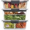 imageRubbermaid Brilliance Food Storage Containers BPA Free Airtight Lids Ideal for Lunch Meal Prep ampamp Leftovers Set of 5 32 CupSet of 3 Assorted Containers