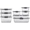 imageRubbermaid Brilliance Glass Food Storage set of 4 containers 8 total pieces 4 containers  4 lids for Lunch Meal Prep and Leftovers Dishwasher and Oven Safe ClearGreySet of 9 Assorted Containers