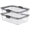 imageRubbermaid Brilliance Glass Food Storage set of 4 containers 8 total pieces 4 containers  4 lids for Lunch Meal Prep and Leftovers Dishwasher and Oven Safe ClearGreySet of 2 8 Cup Containers