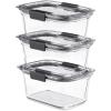 imageRubbermaid Brilliance Glass Food Storage set of 4 containers 8 total pieces 4 containers  4 lids for Lunch Meal Prep and Leftovers Dishwasher and Oven Safe ClearGreySet of 3 47 Cup Containers
