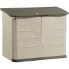 imageRubbermaid Large Horizontal Resin Outdoor Storage Shed With Floor 5 x 4 Ft Weather Resistant BeigeBrown Organization for HomeBackyardPool ChemicalsToysGarden ToolsPorchPatio CushionsLarge Horizontal Shed