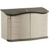 imageRubbermaid Large Horizontal Resin Outdoor Storage Shed With Floor 5 x 4 Ft Weather Resistant BeigeBrown Organization for HomeBackyardPool ChemicalsToysGarden ToolsPorchPatio CushionsSmall Horizontal Shed