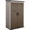 imageRubbermaid Vertical Resin Outdoor Storage Shed With Floor 4 x 25 Ft Weather Resistant Brown Organization for HomeBackyardGarden ToolsPorchPatio CushionsPool ChemicalsToysBrown