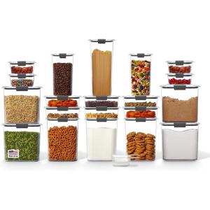imageRubbermaid Brilliance 14Piece Food Storage Container Set with Scoops Airtight BPAFree for Kitchen and Pantry OrganizationSet of 20 Assorted Containers