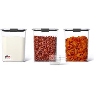 imageRubbermaid Brilliance Airtight Cereal Food Storage Container Shatterproof BPAFree and DishwasherSafe 32oz CapacitySet of 3
