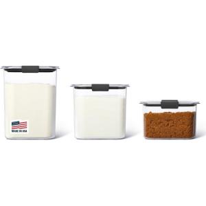 imageRubbermaid Brilliance Airtight Cereal Food Storage Container Shatterproof BPAFree and DishwasherSafe 32oz CapacitySet of 3 Varied