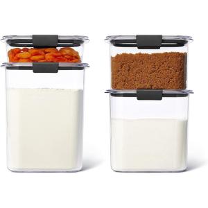 imageRubbermaid Brilliance Airtight Cereal Food Storage Container Shatterproof BPAFree and DishwasherSafe 32oz CapacitySet of 4