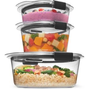 imageRubbermaid Brilliance Food Storage Containers BPA Free Airtight Lids Ideal for Lunch Meal Prep ampamp Leftovers Set of 5 32 CupNEW Set of 3 Round Containers