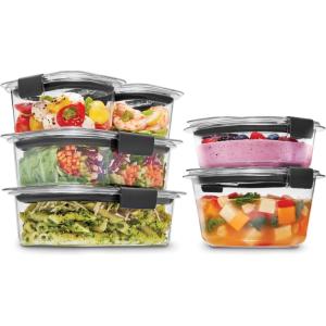 imageRubbermaid Brilliance Food Storage Containers BPA Free Airtight Lids Ideal for Lunch Meal Prep ampamp Leftovers Set of 5 32 CupNEW Set of 6 Round Containers