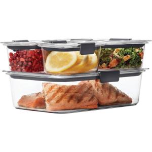 imageRubbermaid Brilliance Food Storage Containers BPA Free Airtight Lids Ideal for Lunch Meal Prep ampamp Leftovers Set of 5 32 CupSet of 4 Assorted Containers