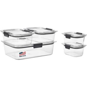 imageRubbermaid Brilliance Food Storage Containers BPA Free Airtight Lids Ideal for Lunch Meal Prep ampamp Leftovers Set of 5 32 CupSet of 5 Assorted Containers