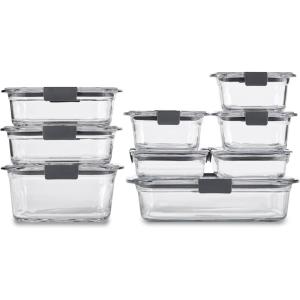 imageRubbermaid Brilliance Glass Food Storage set of 4 containers 8 total pieces 4 containers  4 lids for Lunch Meal Prep and Leftovers Dishwasher and Oven Safe ClearGreySet of 9 Assorted Containers
