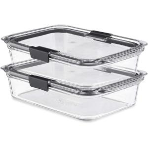 imageRubbermaid Brilliance Glass Food Storage set of 4 containers 8 total pieces 4 containers  4 lids for Lunch Meal Prep and Leftovers Dishwasher and Oven Safe ClearGreySet of 2 8 Cup Containers