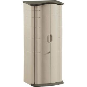 imageRubbermaid Compact Vertical Resin Storage Shed With Floor 2 x 25 Ft Weather Resistant BeigeBrown Organization for HomeBackyardGarden ToolsPorchPatio CushionsPool ChemicalsToys