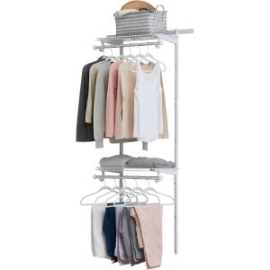 imageRubbermaid Configurations Custom Closet Kit 36 Ft Adjustable Metal Wire Shelving Titanium Finish Expandable Organization System Hardware Included for Home ClosetPantryLaundryMudroomWhite