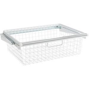 imageRubbermaid Configurations Sliding Basket for Closet Drawer Organization White Sturdy Slide Out Basket for HomeLaundryBathroomMudroomPantryLinen ClosetWhite