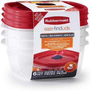 imageRubbermaid EasyFindLids Food Storage and Organization Containers 3Pack Racer Red BPAFree Microwave ampamp Dishwasher SafeRed