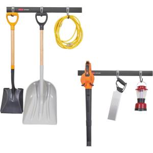 imageRubbermaid FastTrack Garage Storage Utility Hooks 5 Piece Black All in One Rail Hook Kit and Tool Organizer Heavy Duty for HomeGarageShedGarden1 Rail  7 Hooks