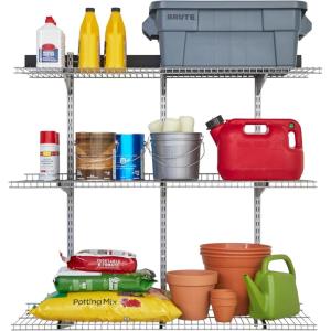 imageRubbermaid Fasttrack Rail Storage 48quotx16quot 3Shelf Kit 350 lbs Per Shelf for HomeGarageShedWorkshop Organization48 Shelf