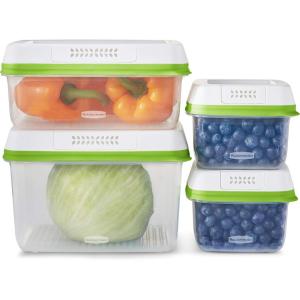 imageRubbermaid FreshWorks Produce Saver Large Produce Storage Containers 4 Piece SetSet of 4  Med  Lg