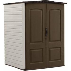 imageRubbermaid Large Vertical Resin Outdoor Storage Shed With Floor 5 x 6 Ft Weather Resistant Brown Organization for HomeBackyardGarden ToolsLawn MowerBike StoragePool Supplies5x4