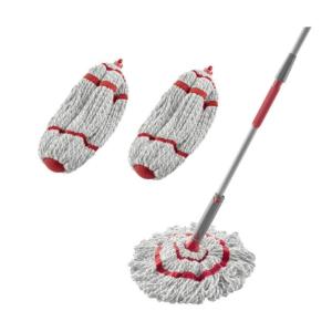 imageRubbermaid Microfiber Twist Mop Kit with 2 Refills Kit Machine Washable Builtin Wringer Lightweight Safe for All Floor Types Deep Cleaning for HomeBathroomGarageOfficeMicrofiber Twist Mop  Collapsible