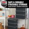 imageRubbermaid Roughneck Tote 18 Gal 6 Pack Made in USA Black ampamp Gray Rugged Plastic Stackable Storage Bins with Lids and Handles10 Gal  6 Pack