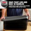 imageRubbermaid Roughneck Tote 18 Gal 6 Pack Made in USA Black ampamp Gray Rugged Plastic Stackable Storage Bins with Lids and Handles10 Gal  6 Pack