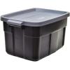 imageRubbermaid Roughneck Tote 18 Gal 6 Pack Made in USA Black ampamp Gray Rugged Plastic Stackable Storage Bins with Lids and Handles14 Gal  6 Pack