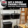 imageRubbermaid Roughneck Tote 18 Gal 6 Pack Made in USA Black ampamp Gray Rugged Plastic Stackable Storage Bins with Lids and Handles14 Gal  6 Pack