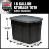imageRubbermaid Roughneck Tote 18 Gal 6 Pack Made in USA Black ampamp Gray Rugged Plastic Stackable Storage Bins with Lids and Handles18 Gal  6 Pack
