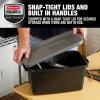 imageRubbermaid Roughneck Tote 18 Gal 6 Pack Made in USA Black ampamp Gray Rugged Plastic Stackable Storage Bins with Lids and Handles3 Gal  6 Pack