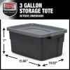 imageRubbermaid Roughneck Tote 18 Gal 6 Pack Made in USA Black ampamp Gray Rugged Plastic Stackable Storage Bins with Lids and Handles3 Gal  6 Pack