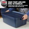 imageRubbermaid Roughneck Tote 31 Gal 3 Pack Made in USA Dark Indigo Metallic Rugged Plastic Stackable Storage Bins with Lids and Handles10 Gal  8 Pack