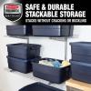 imageRubbermaid Roughneck Tote 31 Gal 3 Pack Made in USA Dark Indigo Metallic Rugged Plastic Stackable Storage Bins with Lids and Handles10 Gal  8 Pack