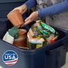 imageRubbermaid Roughneck Tote 31 Gal 3 Pack Made in USA Dark Indigo Metallic Rugged Plastic Stackable Storage Bins with Lids and Handles10 Gal  8 Pack