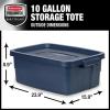 imageRubbermaid Roughneck Tote 31 Gal 3 Pack Made in USA Dark Indigo Metallic Rugged Plastic Stackable Storage Bins with Lids and Handles10 Gal  8 Pack
