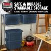 imageRubbermaid Roughneck Tote 31 Gal 3 Pack Made in USA Dark Indigo Metallic Rugged Plastic Stackable Storage Bins with Lids and Handles14 Gal  6 Pack