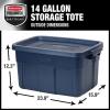 imageRubbermaid Roughneck Tote 31 Gal 3 Pack Made in USA Dark Indigo Metallic Rugged Plastic Stackable Storage Bins with Lids and Handles14 Gal  6 Pack